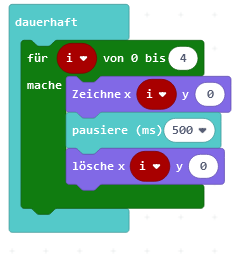 Calliope mini: Lauflicht in der ersten Zeile